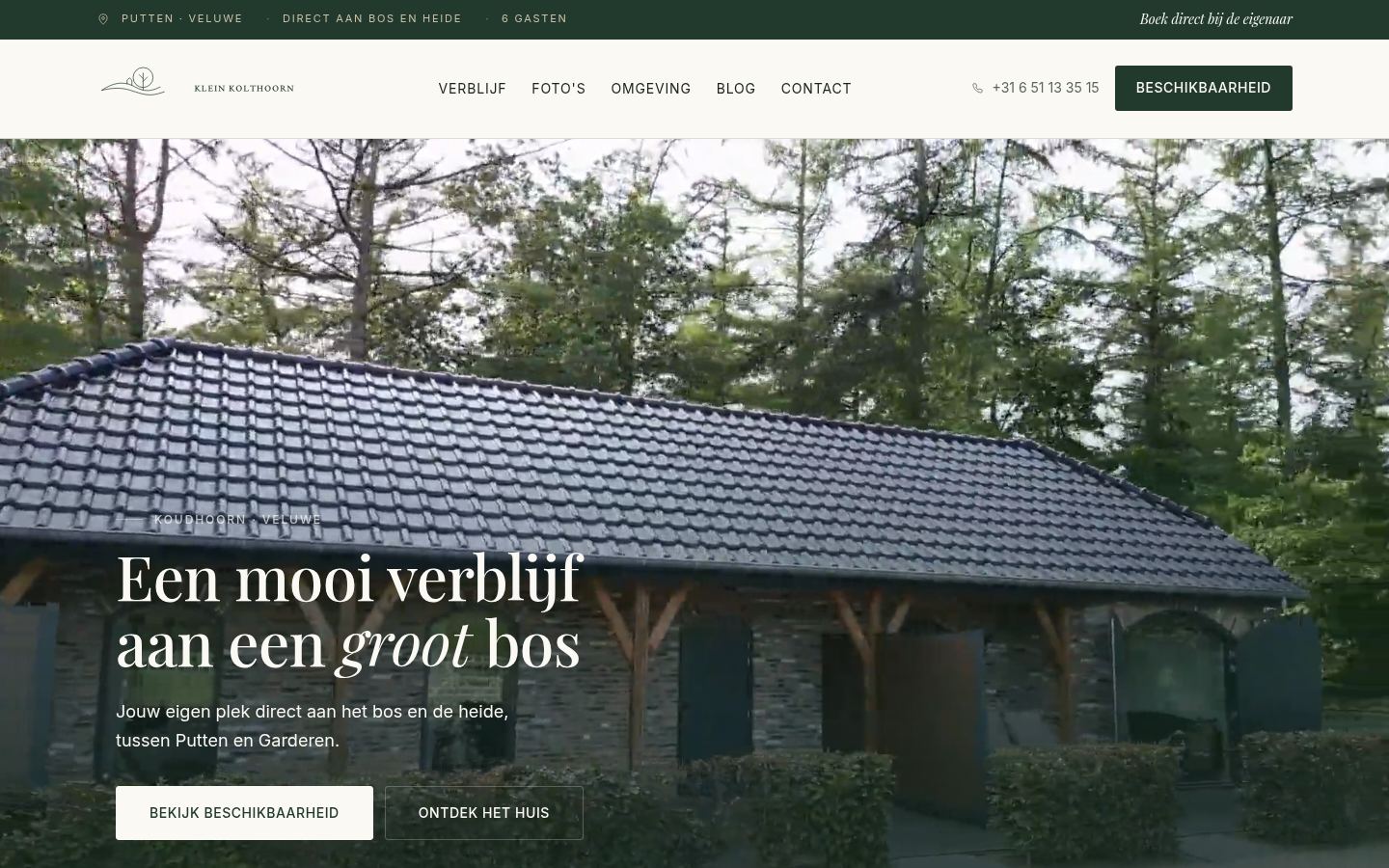 Klein Kolthoorn website desktop