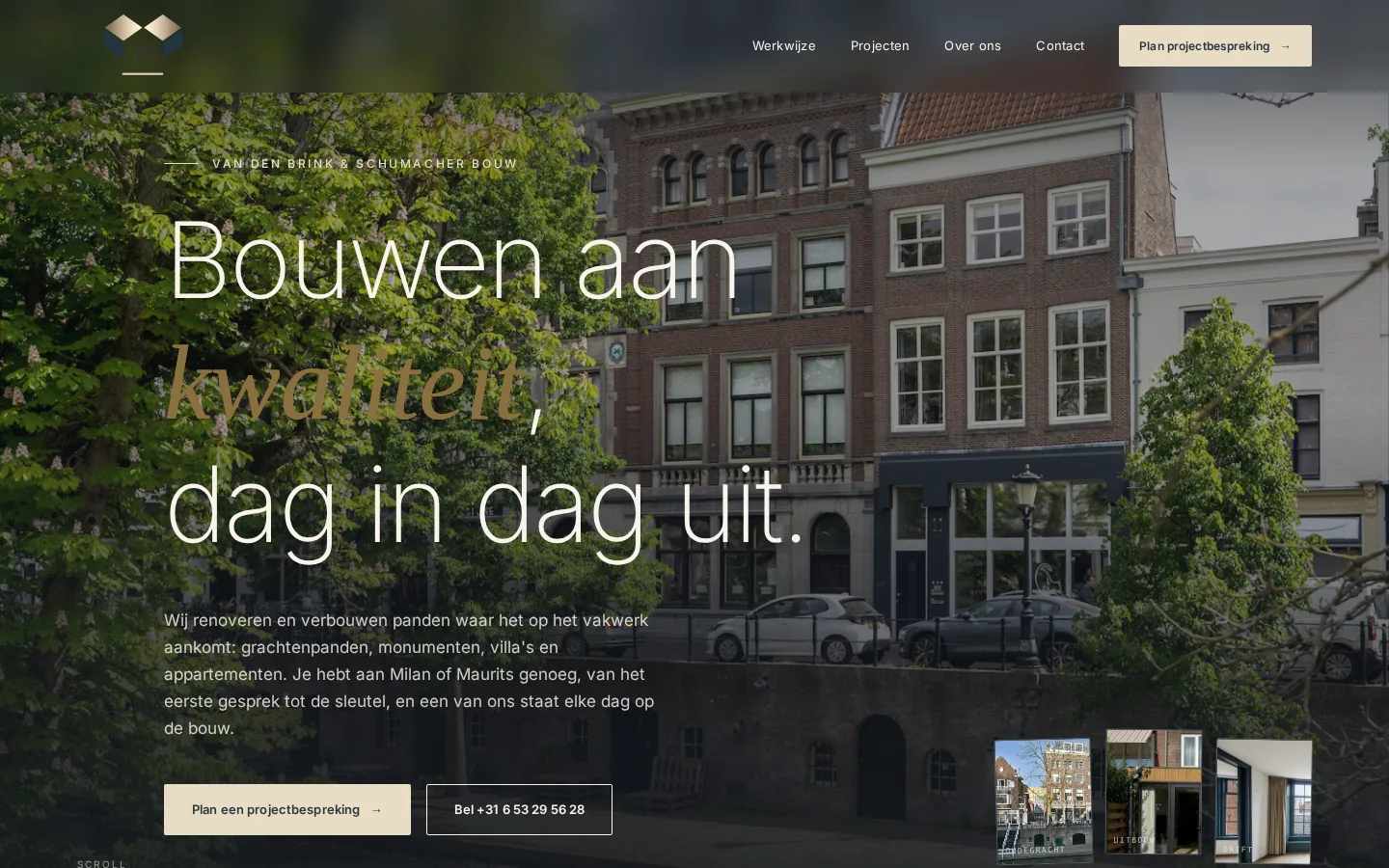 Homepage van vdbs-bouw.nl op desktop