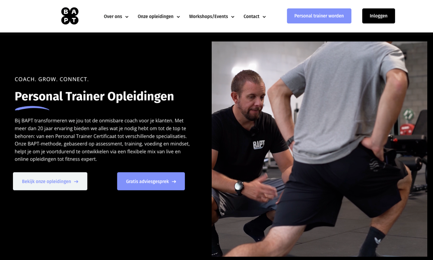 Website bapt.be op desktop