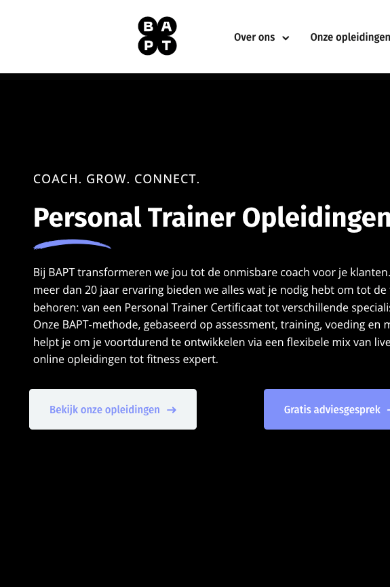 Website bapt.be op mobiel