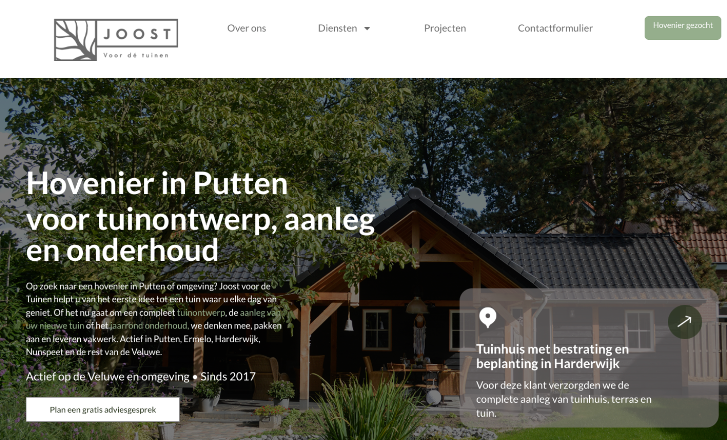 Website joostvoordetuinen.nl op desktop
