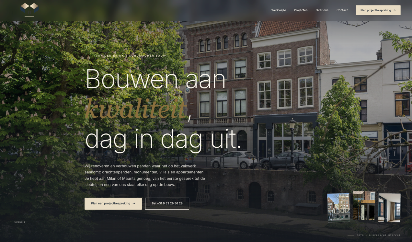 Website vdbs-bouw.nl op desktop