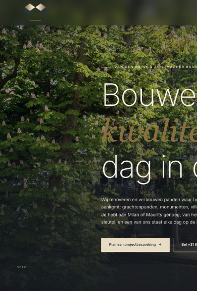 Website vdbs-bouw.nl op mobiel